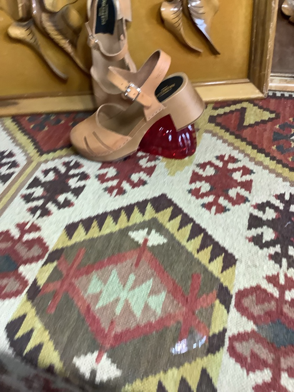 Swedish Hasbeens Baskemolla High Nude Leather Mary Jane Clogs New NWOT Size 39 - Picture 5 of 5